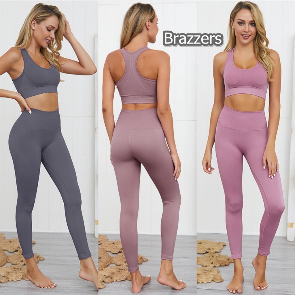Sports Bra Set Celana Legging Highwaist Sport Panjang Untuk Senam Zumba Aerobik Gym Fitness Fitnes J