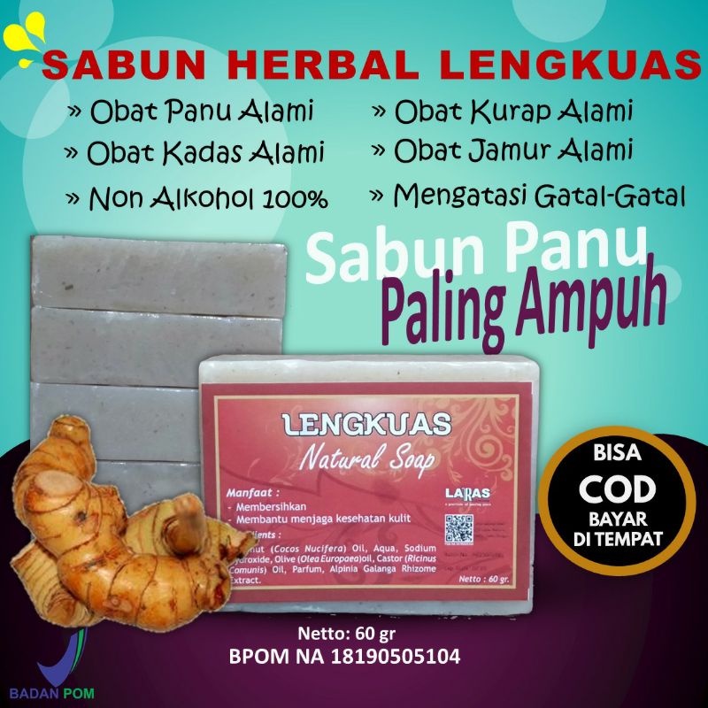 SABUN LENGKUAS ORI 100% | Sabun Panu, Kadas, Kurap, dan kutu Air | Sabun Organik Herbal Lengkuas | S