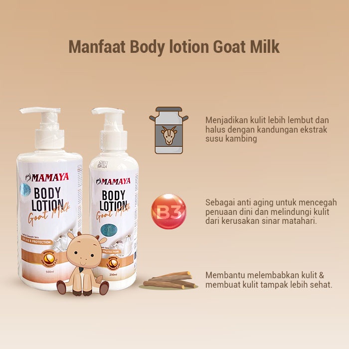 {Mamaya} Body Lotion Goat Milk BPOM Resmi Bersertifikasi Halal 250&amp;500 ml