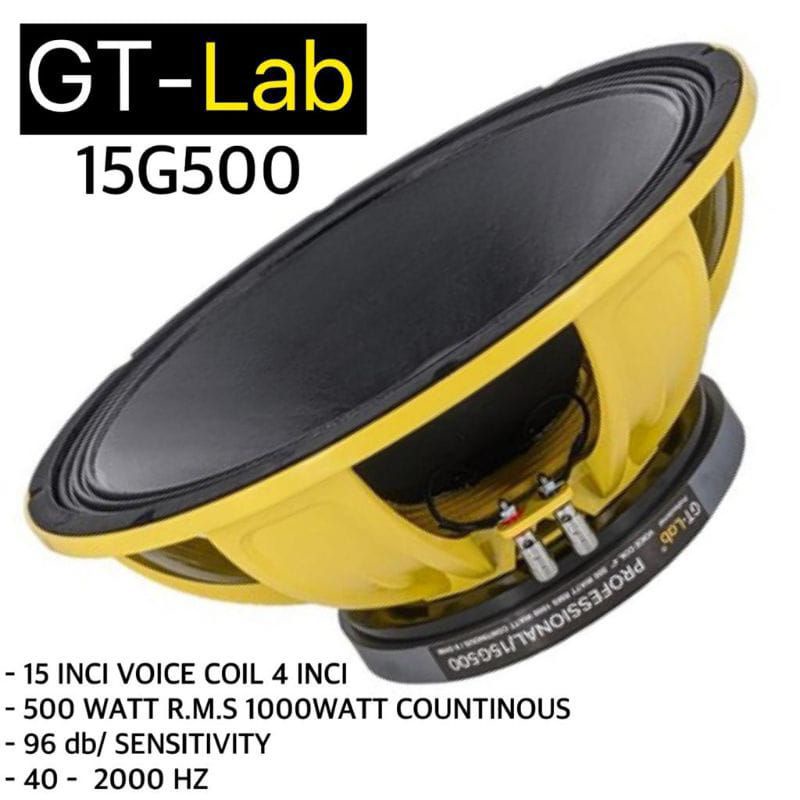 SPEAKER COMPONENT GT-LAB 15G500 BAHAN BABET 15 INCH VC 4 INCH GTLAB/RDW 15G500