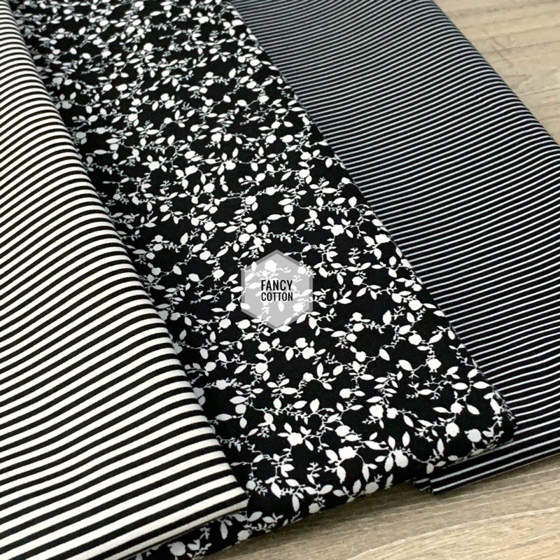 kain katun jepang motif fancy matching black D1011