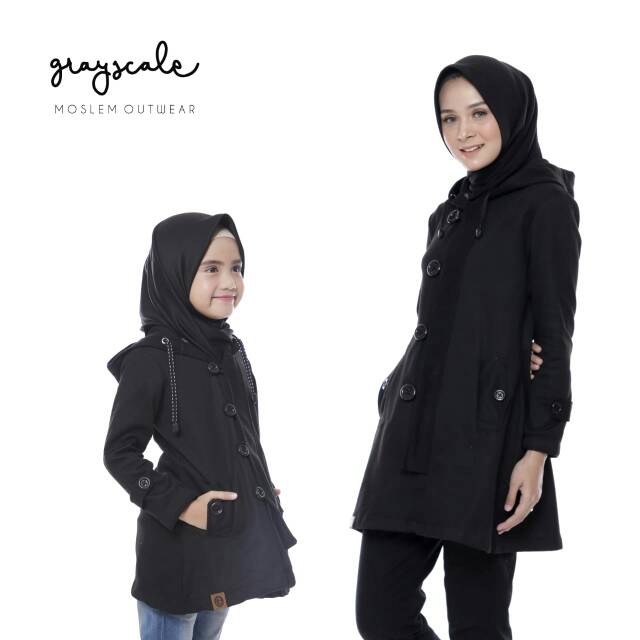 Jaket couple ibu dan anak perempuan cantik dan keren warna hitam