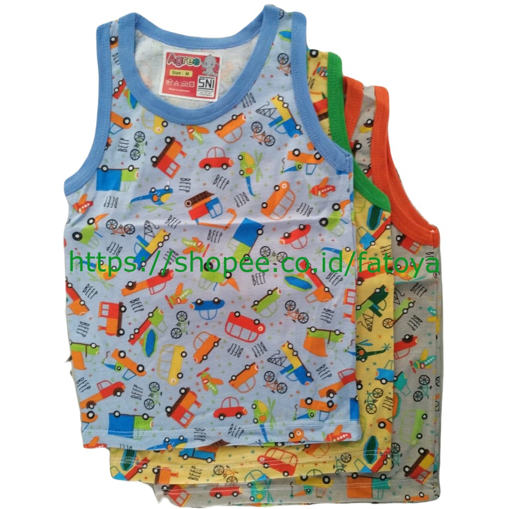 (6 PCS) AGREE Kaos Singlet Anak bayi Motif-K