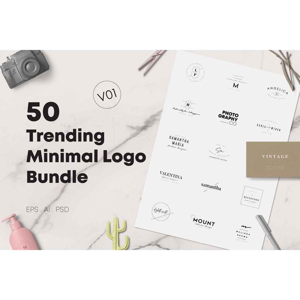 200 Trending Minimal Logo Bundle - Adobe Photoshop &amp; Illustrator