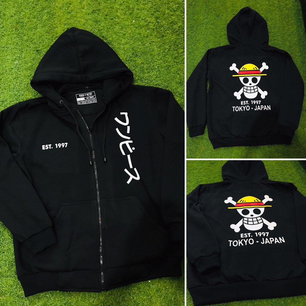 Jaket Mugiwara Japan Onepiece Kanji Black