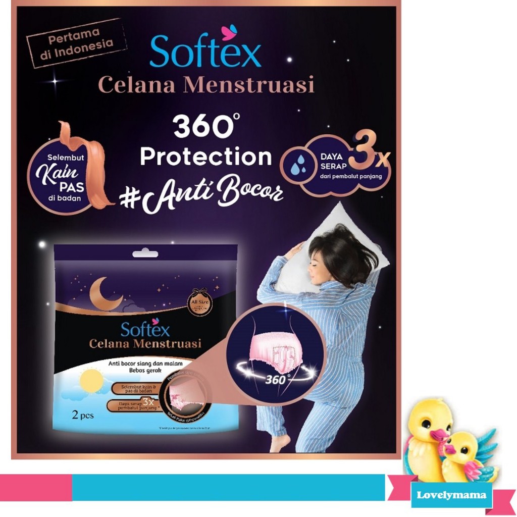 Softex Celana Menstruasi Pembalut All Size 2 pcs tidak bocor mens datang bulan aman 2s