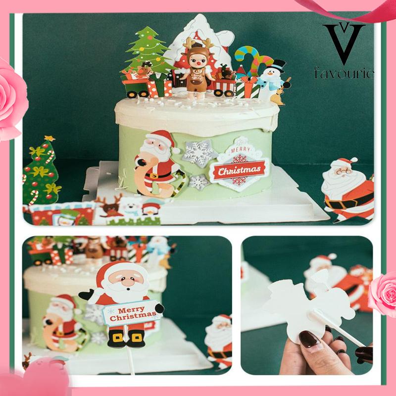 [COD]Kartu dekorasi kue Natal Santa Claus manusia salju plug-in dekorasi kue dekorasi kartu bendera-FA