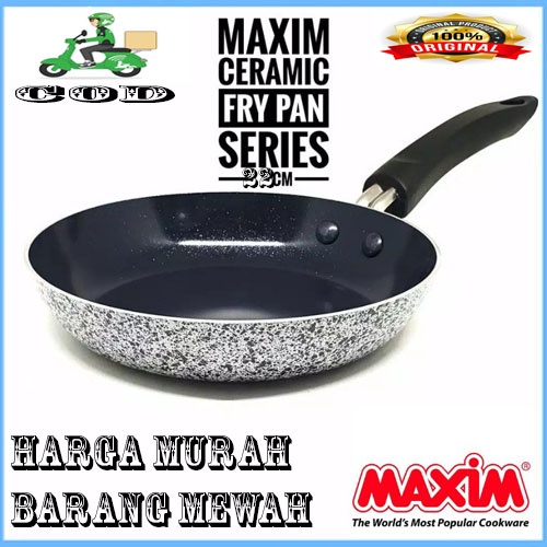 promo 2pcs Maxim Neostone Wajan Panci Saucepan 18 Cm + 22 frypan Ceramic Marble Anti Lengket + Tutup Kaca