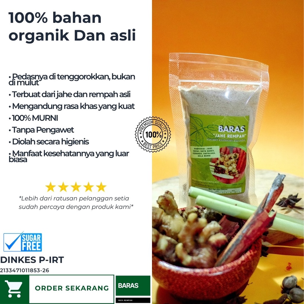 

(Tanpa Gula) Bubuk Jahe Rempah BARAS 125g