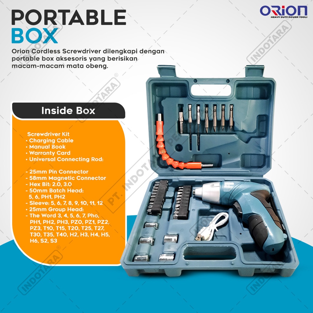 Orion Cordless Screwdriver / Bor Obeng Baterai 3.6Volt - SD001