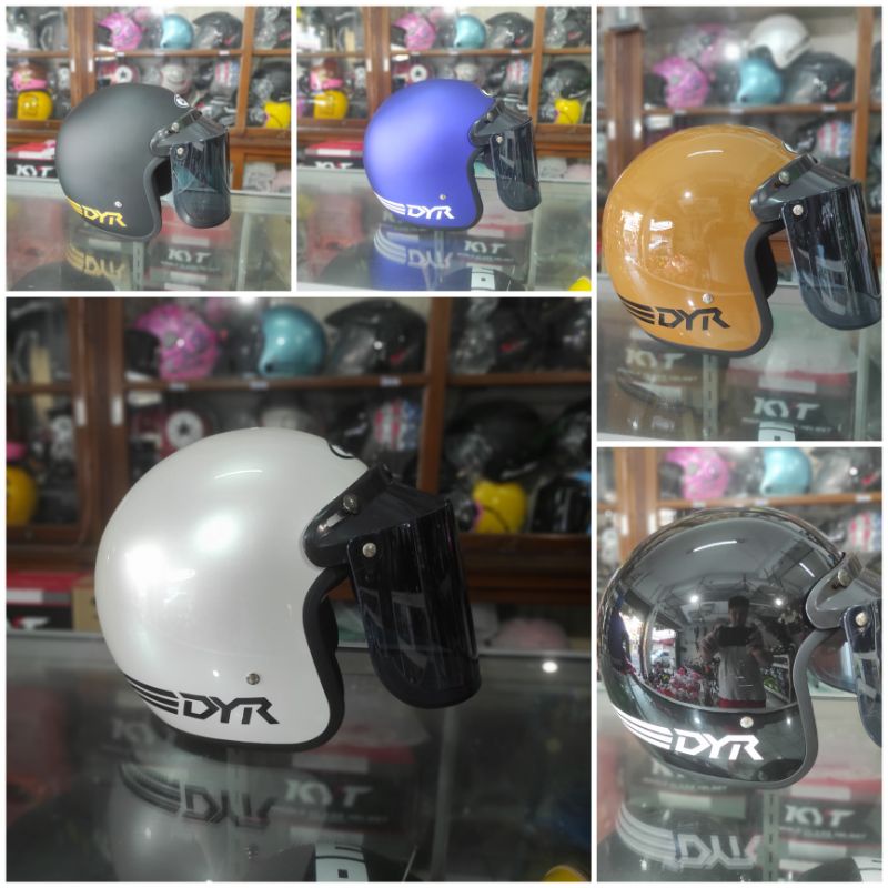 [COD] Helm Bogo DYR Classic Strip 3 Kaca Cembung / Datar SNI