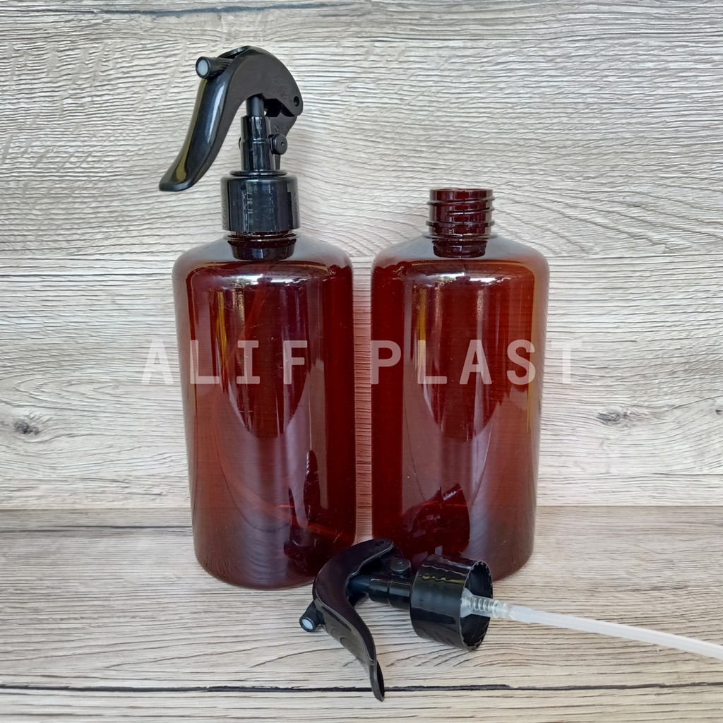 BOTOL PET 500 ML COKLAT TUTUP SPRAY TEMBAK