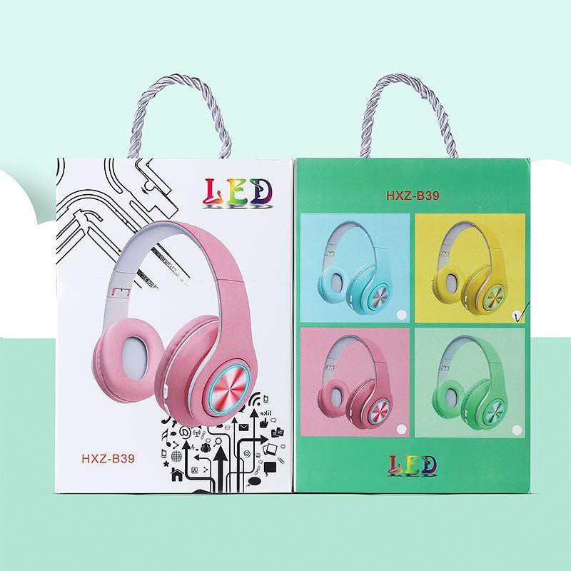 Headphone  HXZ-B39 Macaron With Built-in Mic  / Headphone Light Led Bluetooth wireless