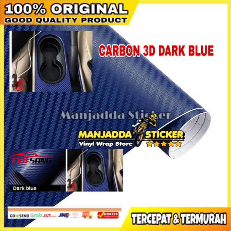 STIKER CARBON 3D WARNA DARK BLUE ORIGINAL