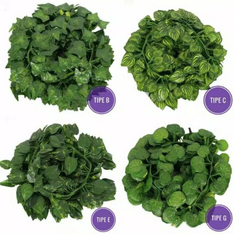 1 LUSIN 2 METER DAUN RAMBAT ARTIFICIAL DAUN PLASTIK IMITASI