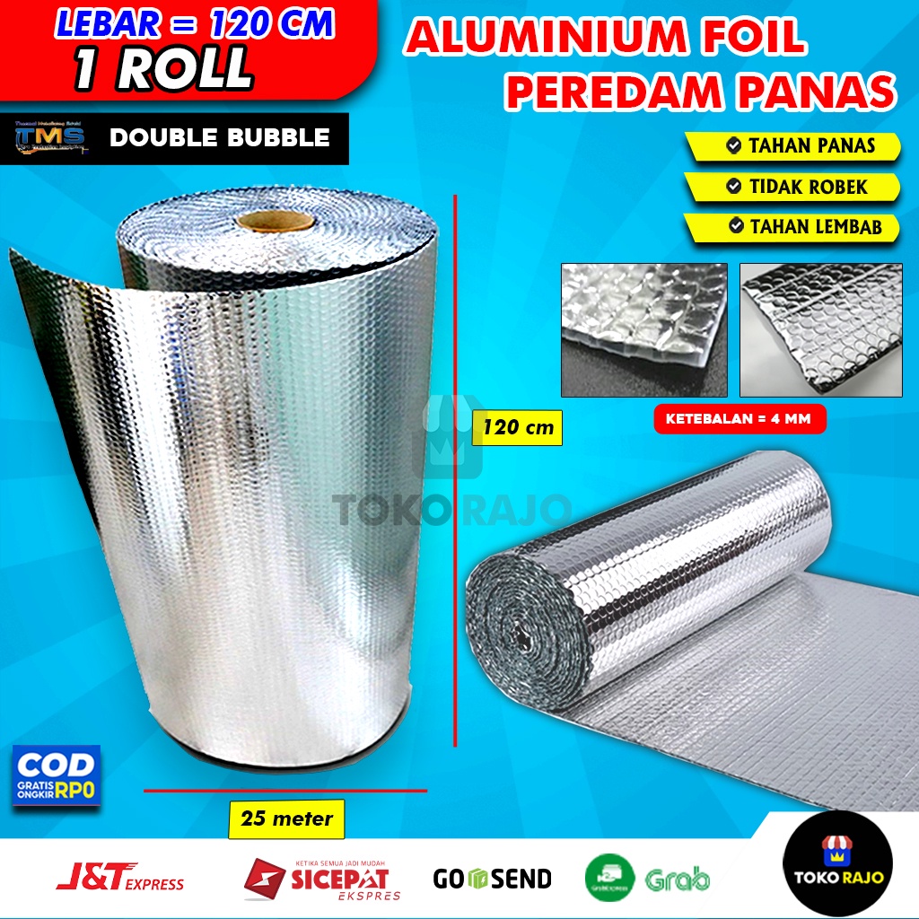 ( 1 ROLL ) Peredam Panas Aluminium Foil Alumunium Foil Bubble Peredam Panas Atap Lebar 120 cm