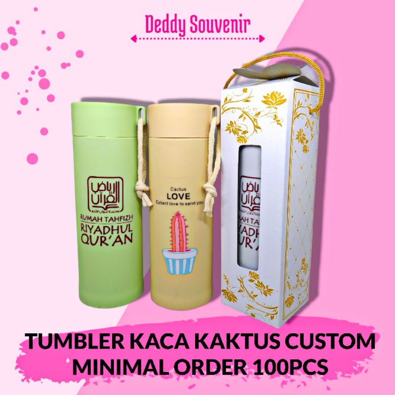 Souvenir Botol Kaca Kaktus Kemas Box + Sablon Nama