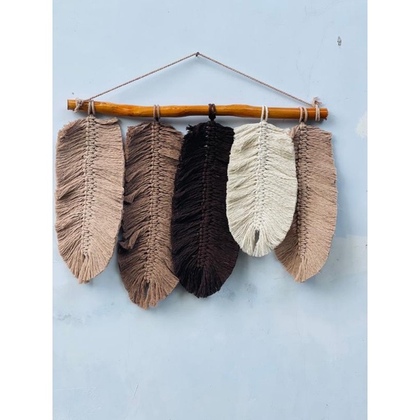 READY STOK) macrame hiasan dinding daun sedang / macrame wall hanging/ Dekorasi rumah