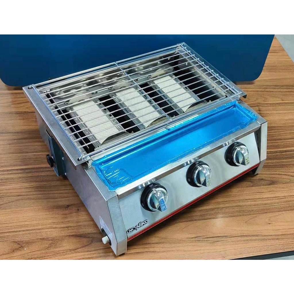 LPG BBQ Grill Gas Stove 3 Burner NIko NK-GR3 - Panggangan Tanpa asap