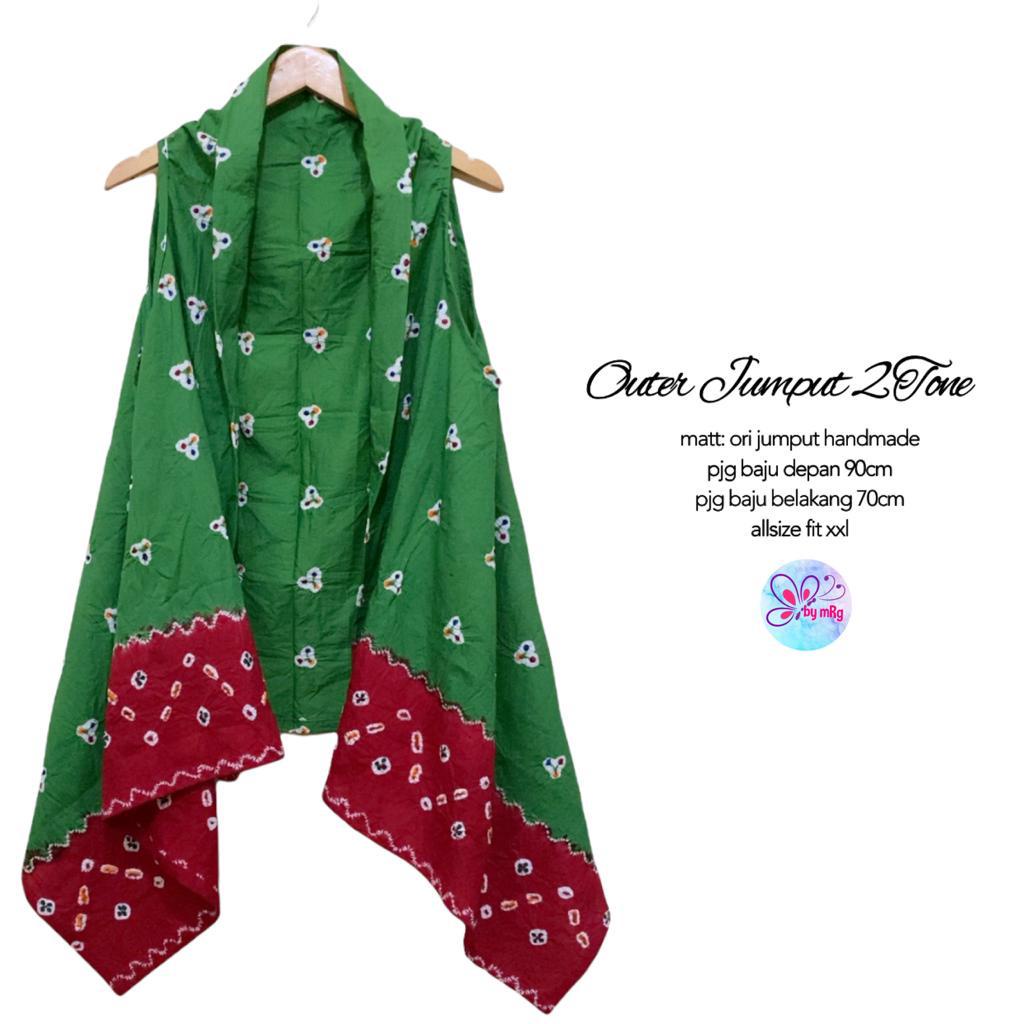 Outer Batik Jumputan 2 Tone HIjau Merah
