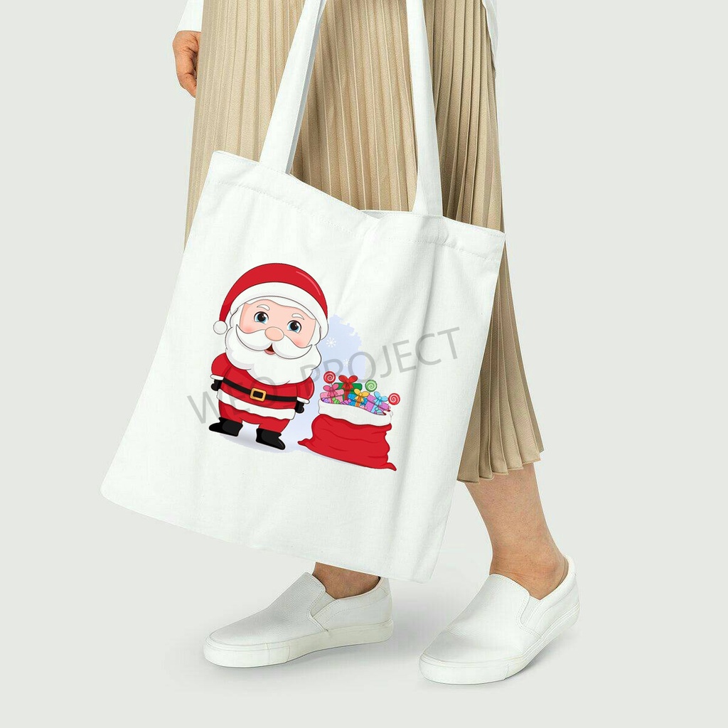 TOTE BAG KANVAS / TOTE BAG WANITA / TOTE BAG MERRY CHRISTMAS