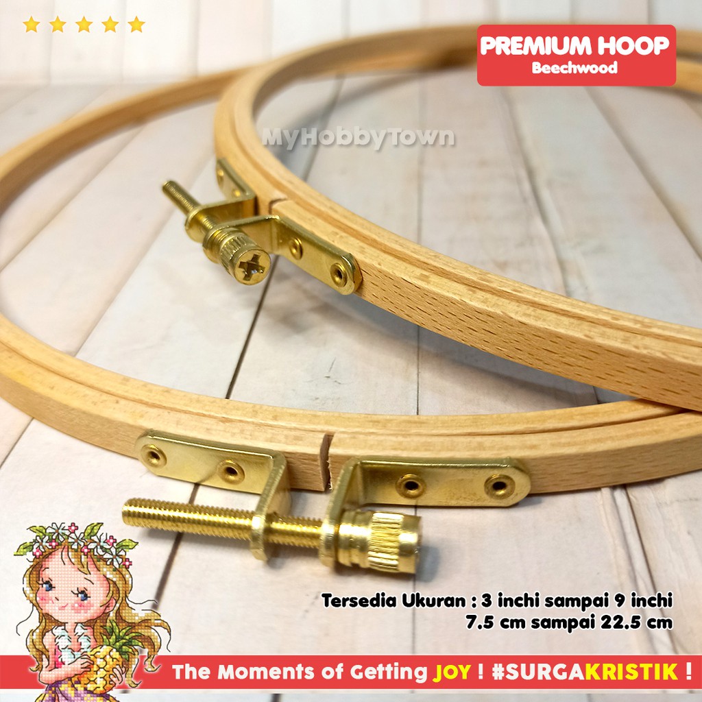 Pemidangan Hoop Sulam Kristik Round Bundar Kayu Beech Wood Premium