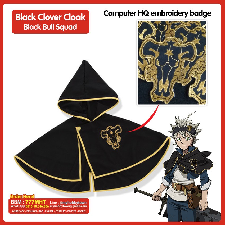 Jubah Black Clover : Black Bull Squad Asta Noelle Yami Cloak