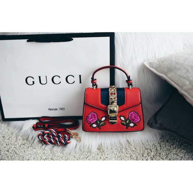 Gucci Sylvie Leather Floral Mini Bag
