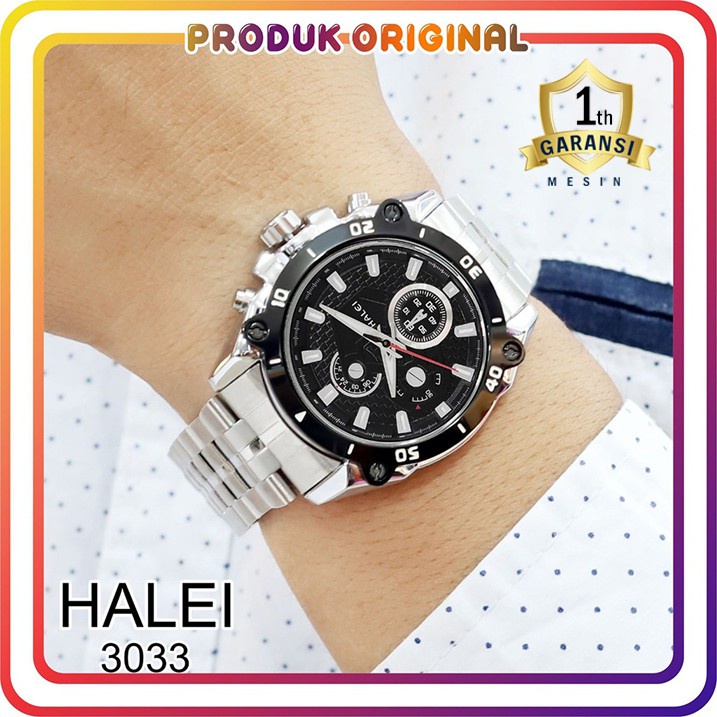 COD JAM TANGAN PRIA HALEI ORIGINAL KODE 3033 #WATER RESISTANT #JAM TANGAN SPORT STAINLESS STEEL