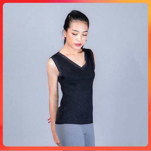 Tank top Tanktop Tengtop Wanita Renda Tali Lebar V-Neck Singlet Wanita Cewek Bahan Rayon Premium