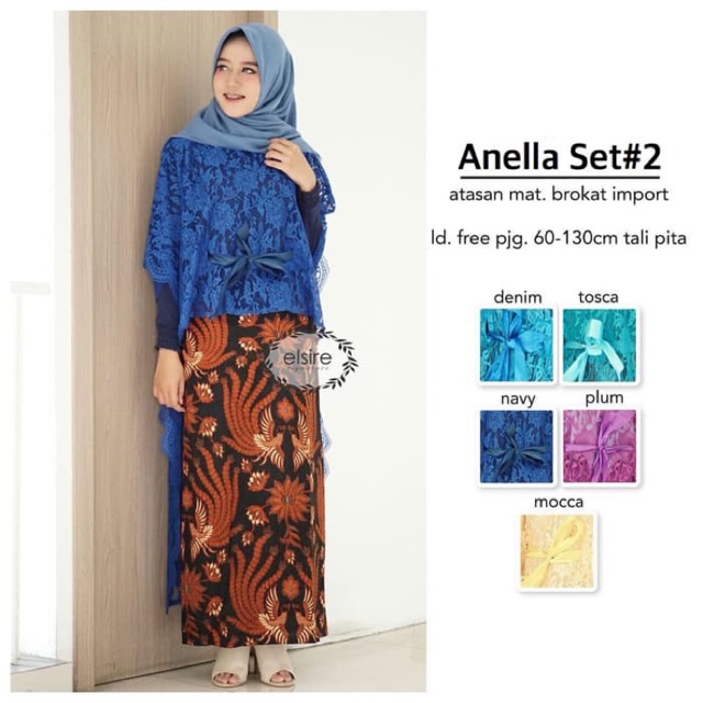 Anella Set Setelan Kebaya Batik Brukat Murah Muslim Wanita Panjang Kondangan Ori By Elsire