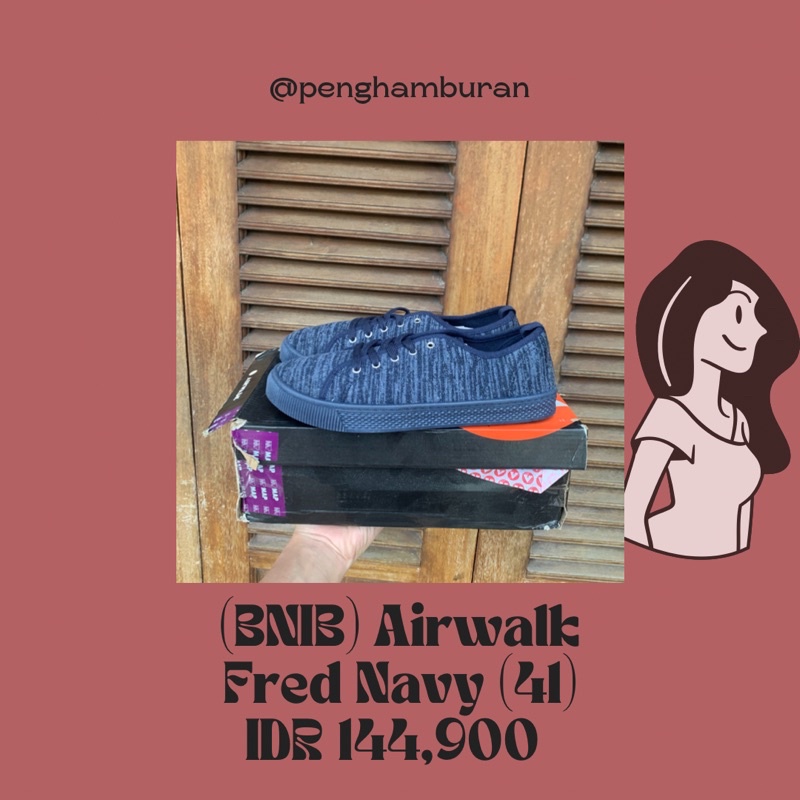 Sepatu Airwalk Fred Navy Grey Original Running Sneakers Dewasa Anak Sekolah Sendal Gunung Outdoor Boots Hitam Murah Original BNIB Murah Jakarta Surabaya Sandal