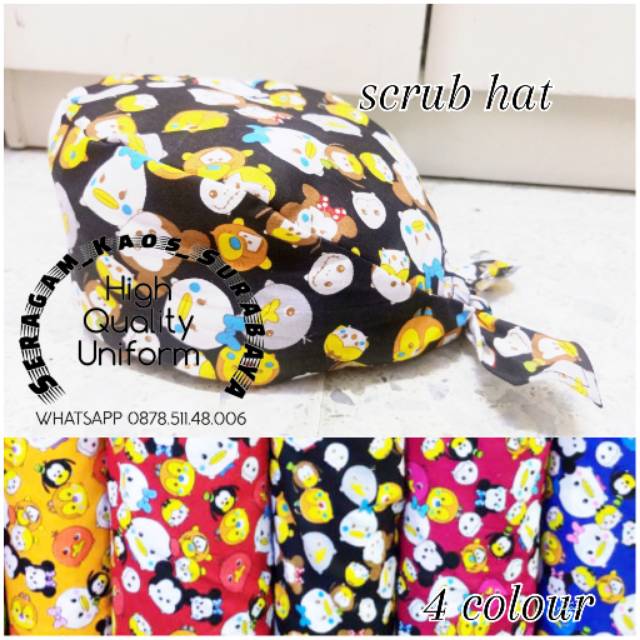 Scrub cap .topi kain.topi operasi. Topi dokter katun motif .topi klinik .topi perawat .