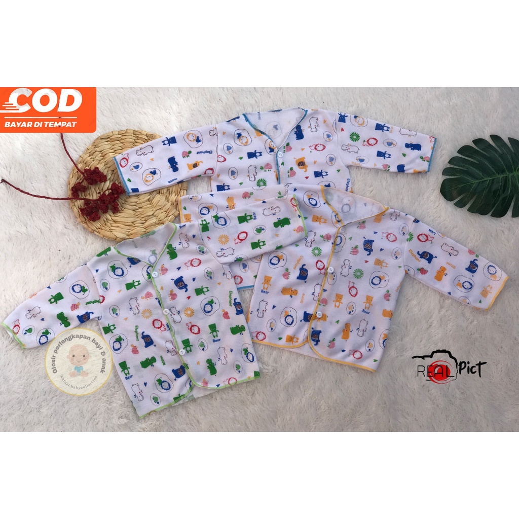 [BTPGPW003] 3 Pcs Baju Bayi Tangan Panjang Newbron Motif Umur 0 - 6 Bulan