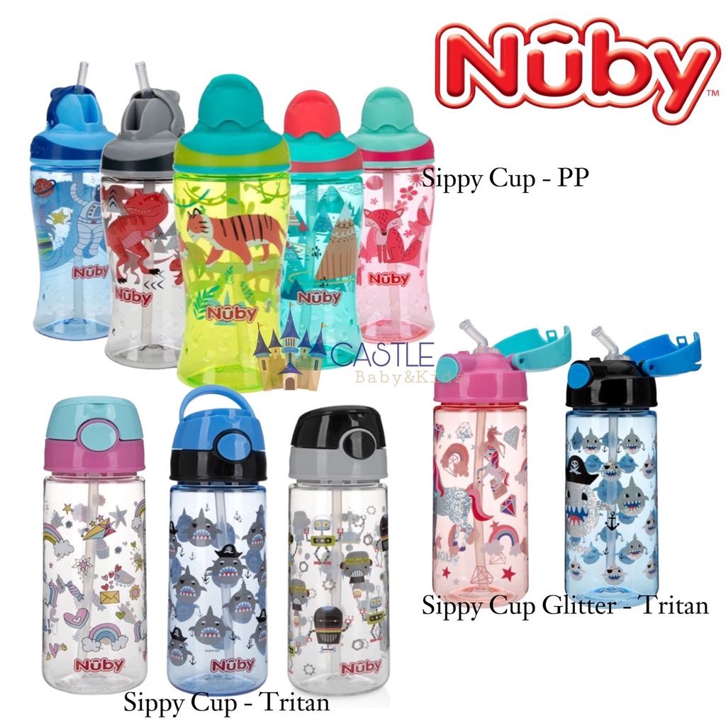 NUBY - Tritan Flip It Cup 532ml - Tritan FlipIt Glitter Bottle - 360ml Sport Bottle Flip It - Botol Minum Anak