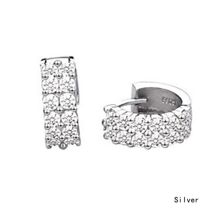 1 Pasang Anting Bulat Sterling Silver 925 Elegan untuk Wanita