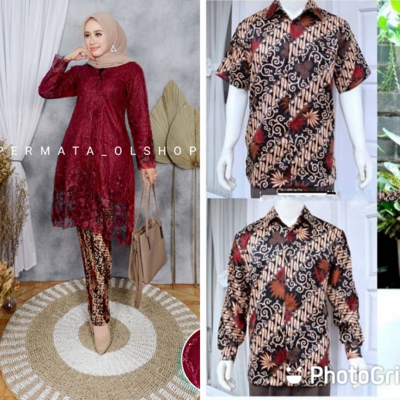 Couple Kebaya dan Kemeja Batik - Kebaya Couple Tunangan - Kebaya Modern Couple Batik