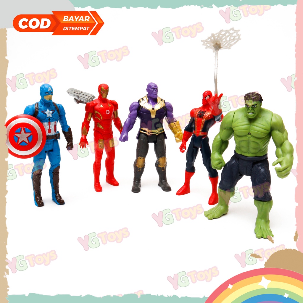 YGtoys Mainan Superhero Avengers Avenger End Game Action Figure Robot Karakter Iron Man Captain America Spiderman Hulk