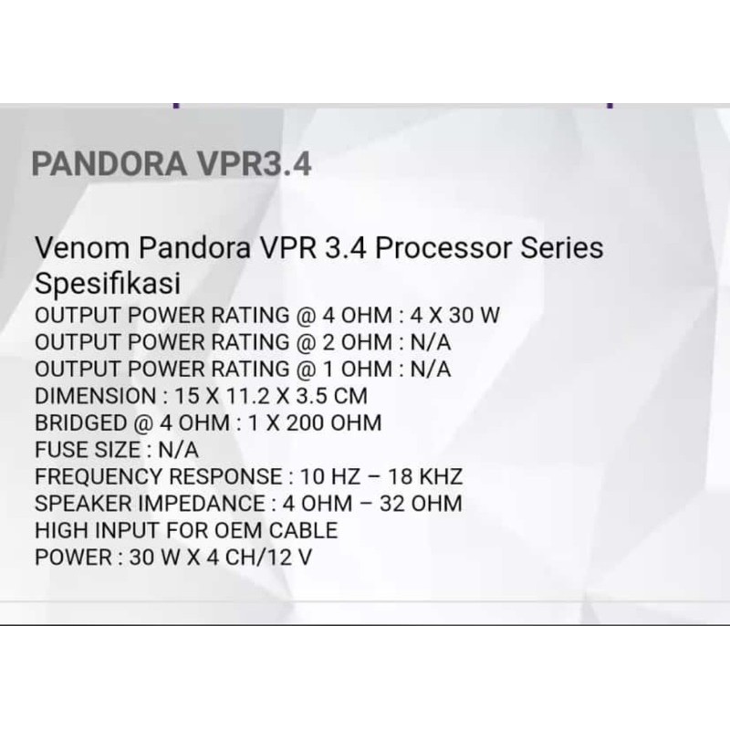 Processor VENOM PANDORA VPR 3.4 dan Cable PNP