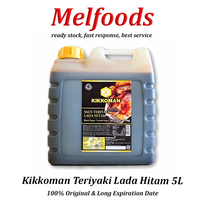 Kikkoman Teriyaki Lada Hitam HALAL 5L - Saus Teriyaki Blackpepper