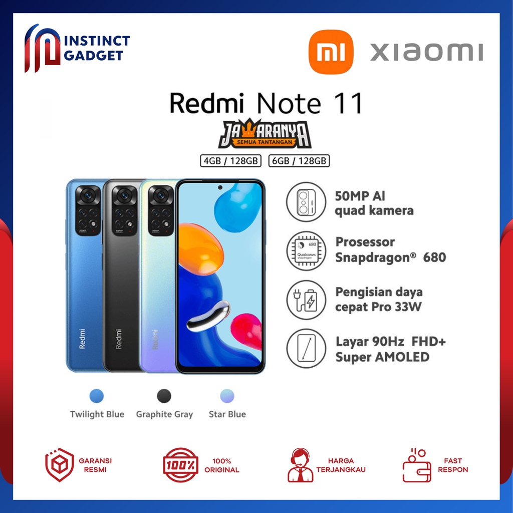 xiaomi redmi note 11  6gb 128gb  snapdragon   680   garansi resmi