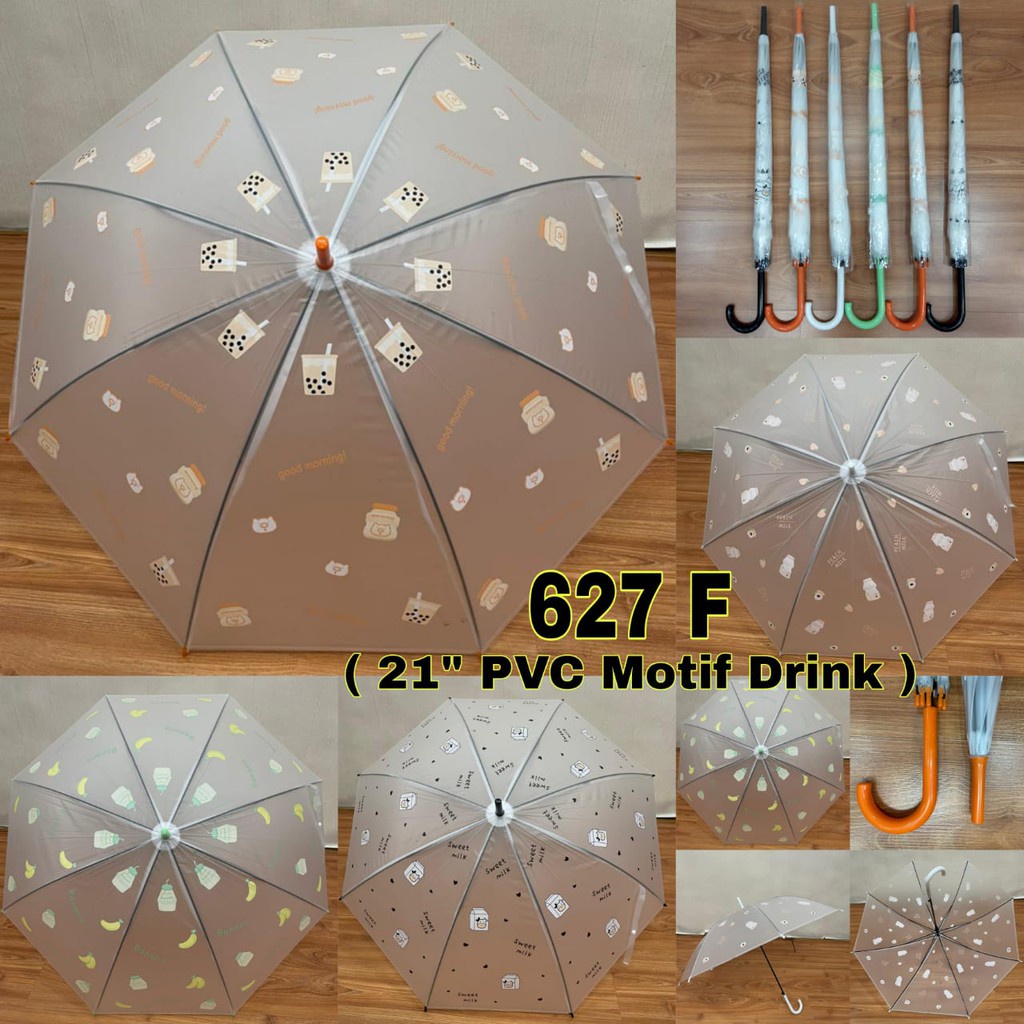 Payung Transparan Kekinian Motif Boba Drink Lucu