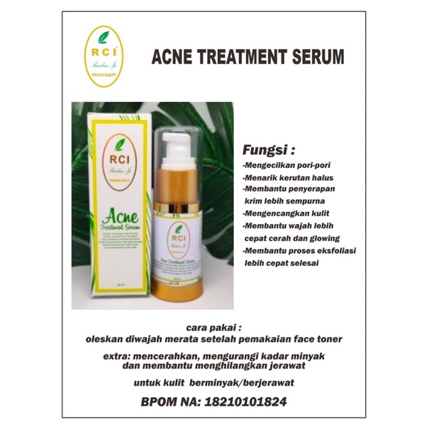 RCI Skincare Serum Lightening Serum Gold Particle Acne Treatment Serum Acne RCISkincare Racikan Ijo Kulit Normal Berjerawat Jerawat Berminyak Sensitif Kombinasi Perawatan Wajah BPOM-1