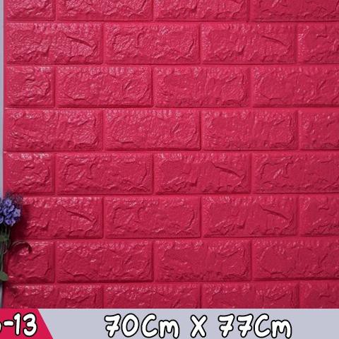 GO7K [   ] Wallpaper 3D Modern Foam Batu Bata 70 x 77cm wall sticker - PINK FANTA Spesial order