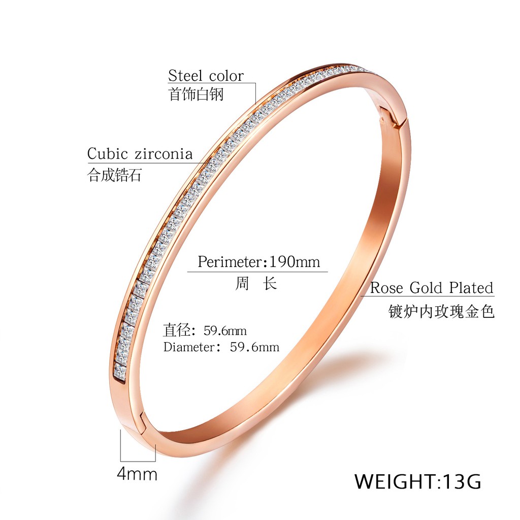 Gelang Bangle Titanium Wanita Import Korea Anti Karat Cocok Hadiah GK139