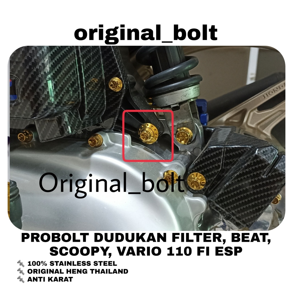 Baut Probolt Dudukan Filter Beat Scoopy Vario 110 Fi Esp New Stainless Heng Thailand original_bolt O