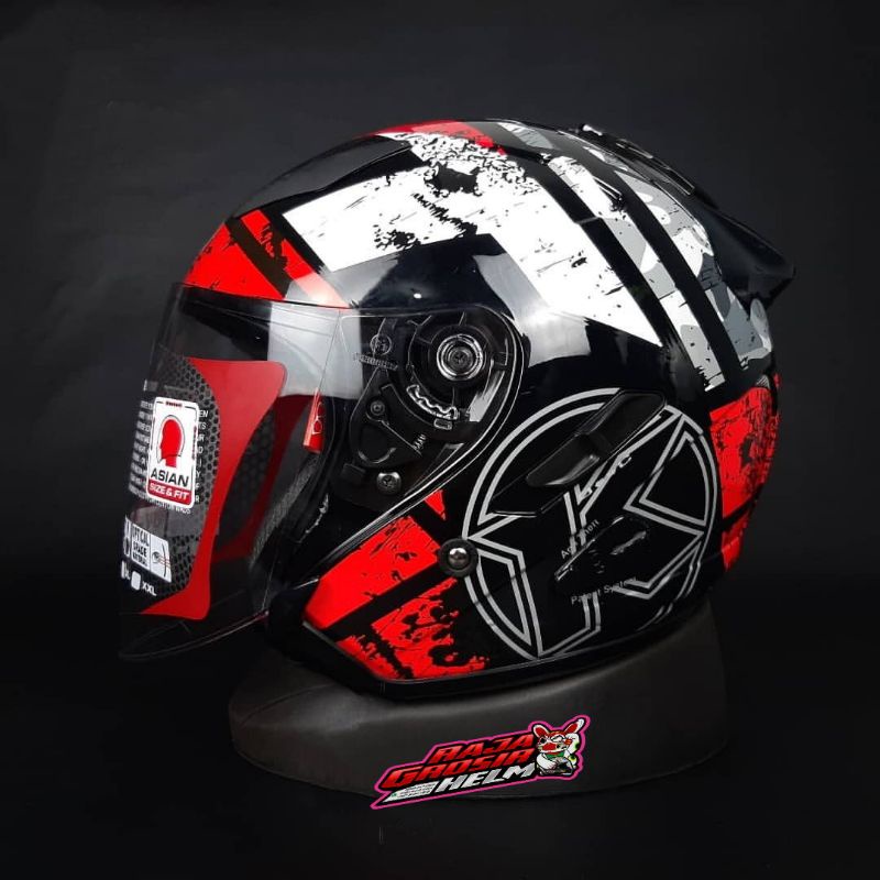 HELM KYT GALAXY FLAT R MOTIF 5 RED FLUO ORIGINAL HELM TOURING HELM KYT GALAXY FLAT VISOR ORI MURAH