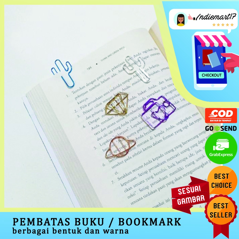 

Pembatas buku paper clip klip kertas bentuk payung awan pesawat cute bookmark