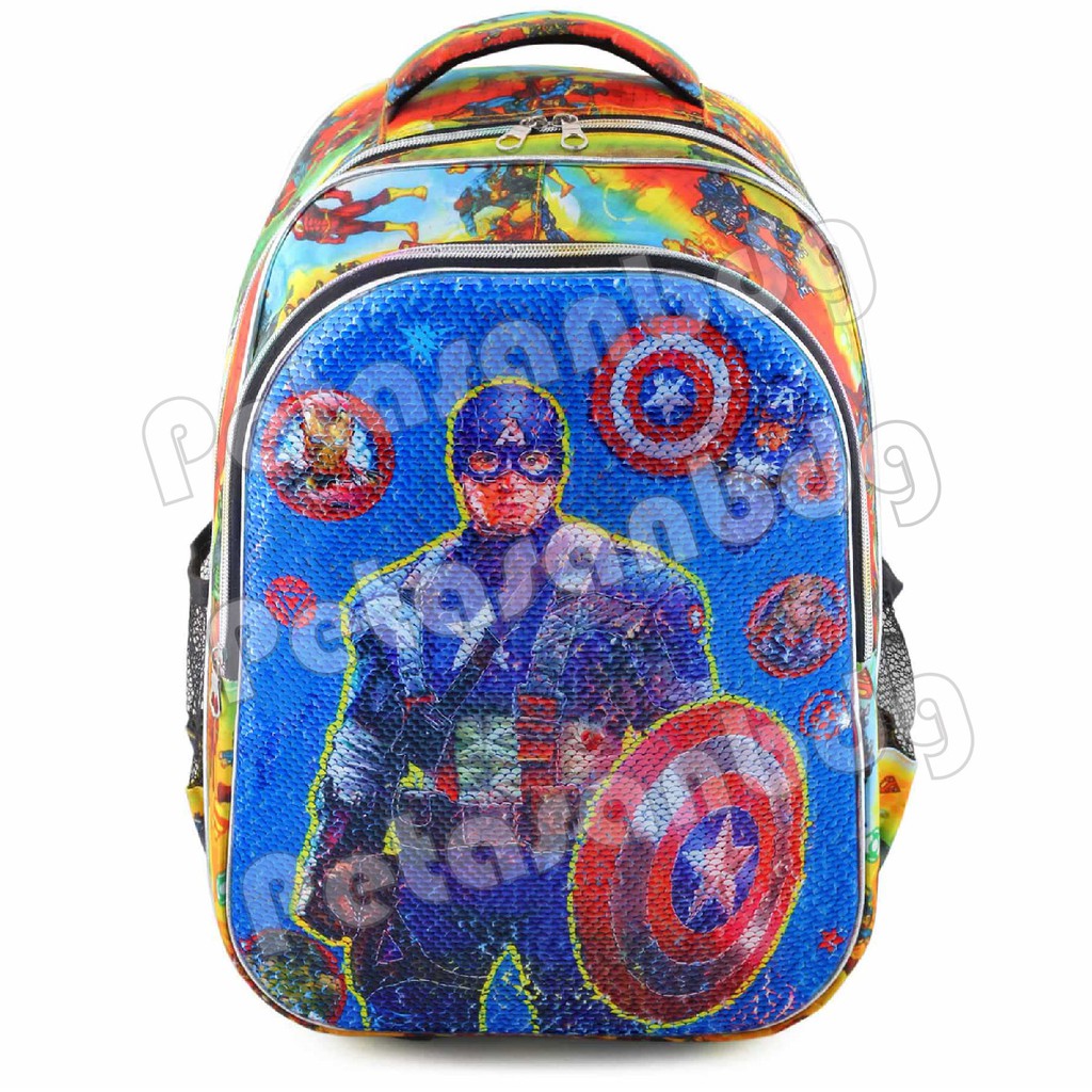 PTS - Tas Usap Ransel Sekolah Anak Cowo / Laki Laki Karakter USAP Swipe Crush - ULTRAMEN SPIDERMAN CAPTAIN AMERICA +BOTOL