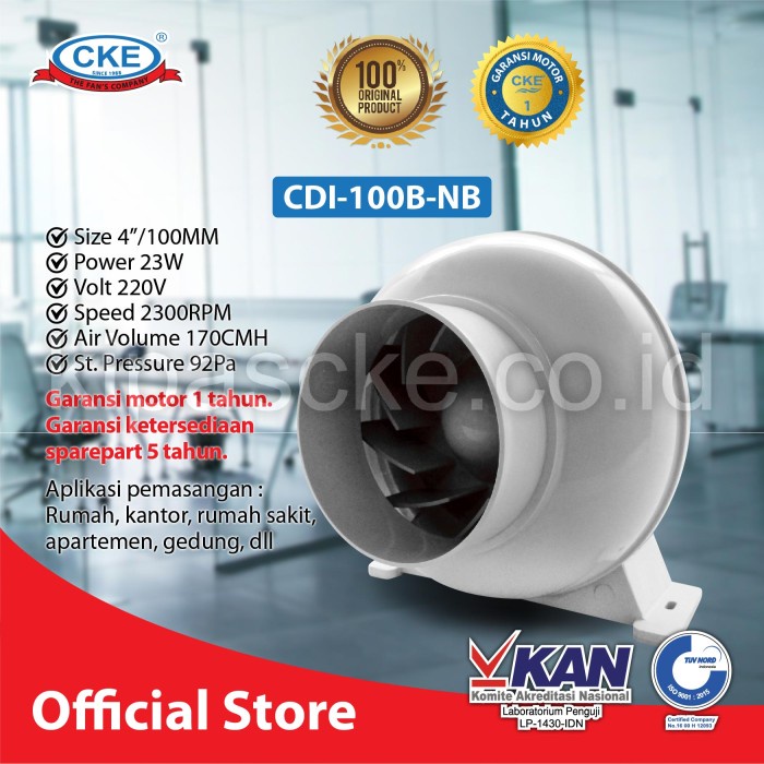 Duct Inline CKE CDI-100B-NB 4 Inch Inline Fan Duct Fan Blower Hisap